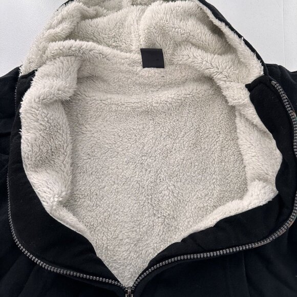 Timberland Kids Sherpa-Lined Black Hoodie Camo Logo Design Zip 8 Small Tree Core - Picture 8 of 9